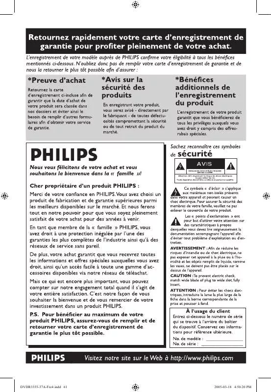 Mode d'emploi PHILIPS DVDR3355-37B