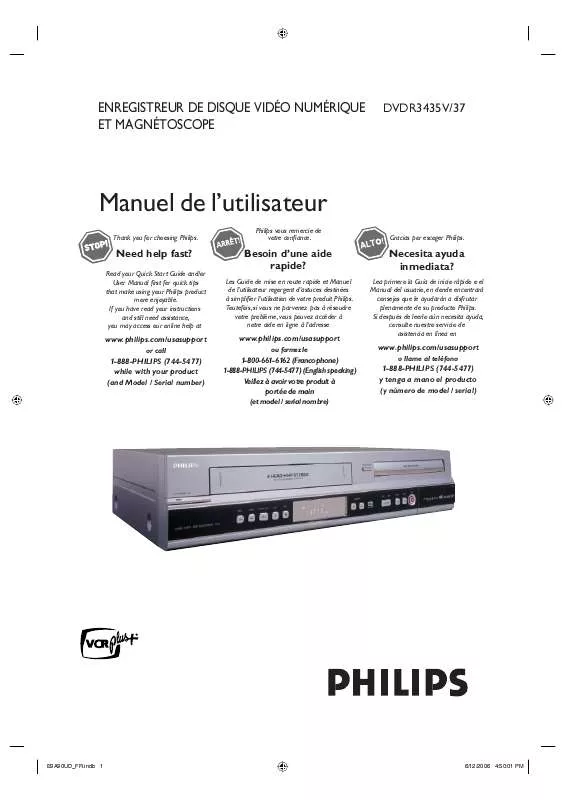 Mode d'emploi PHILIPS DVDR3435V