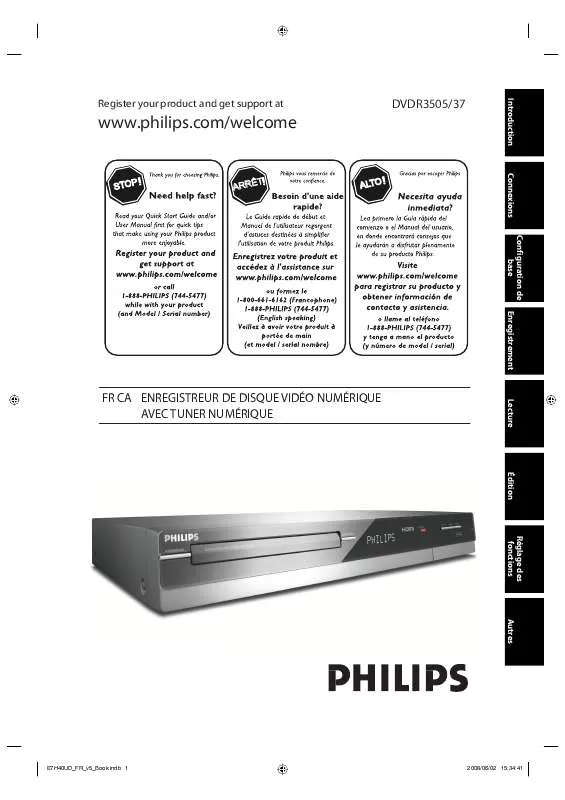 Mode d'emploi PHILIPS DVDR3505