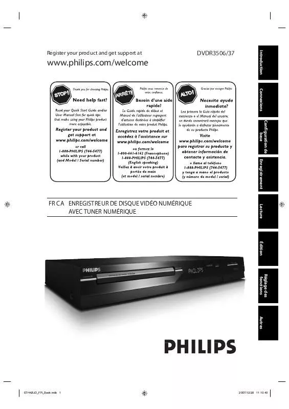 Mode d'emploi PHILIPS DVDR3506/37B