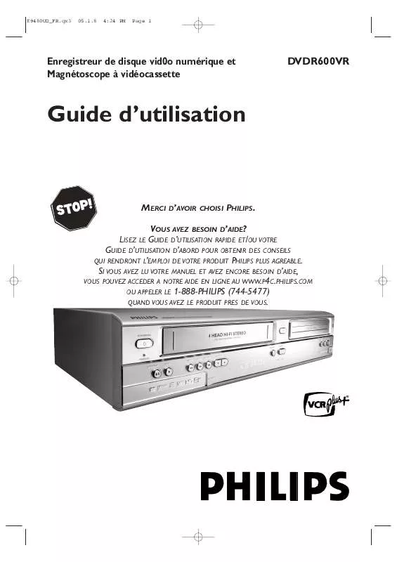 Mode d'emploi PHILIPS DVDR600VR