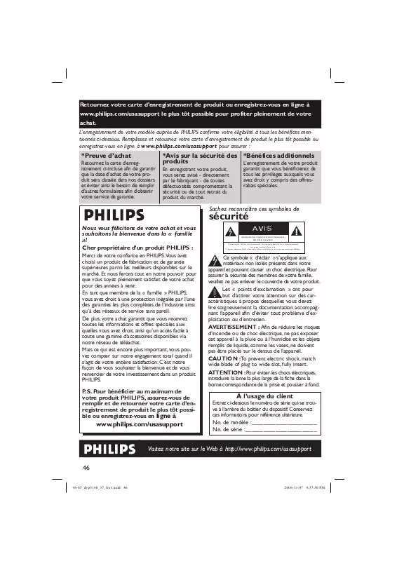 Mode d'emploi PHILIPS DVP3140-37B