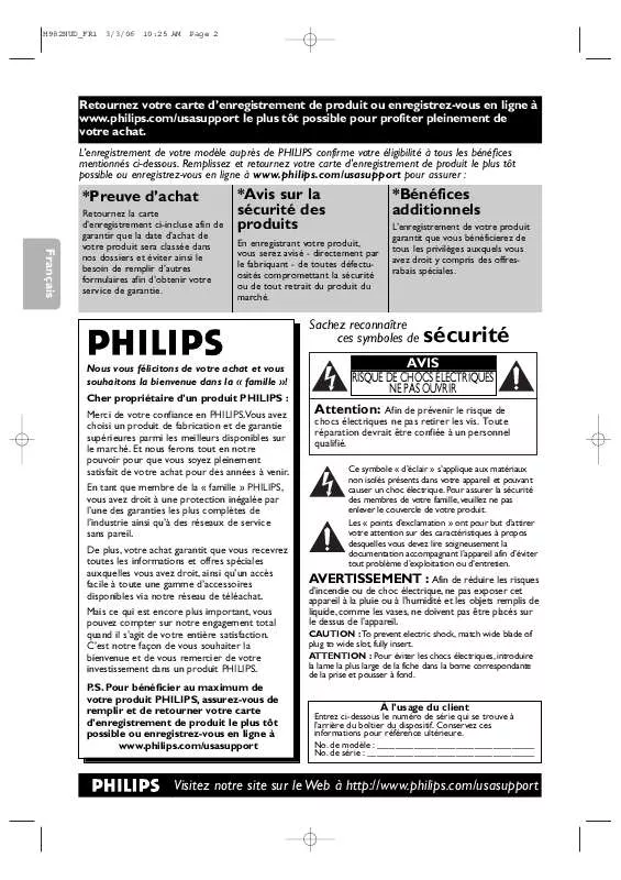 Mode d'emploi PHILIPS DVP3150V-37B