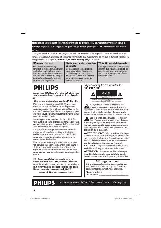 Mode d'emploi PHILIPS DVP3960/37B