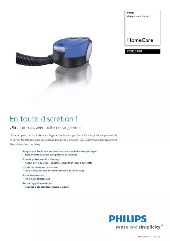 Mode d'emploi PHILIPS FC 8209