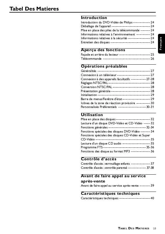 Mode d'emploi PHILIPS FR-DVD622/F001