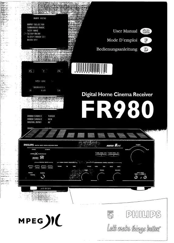 Mode d'emploi PHILIPS FR980-001