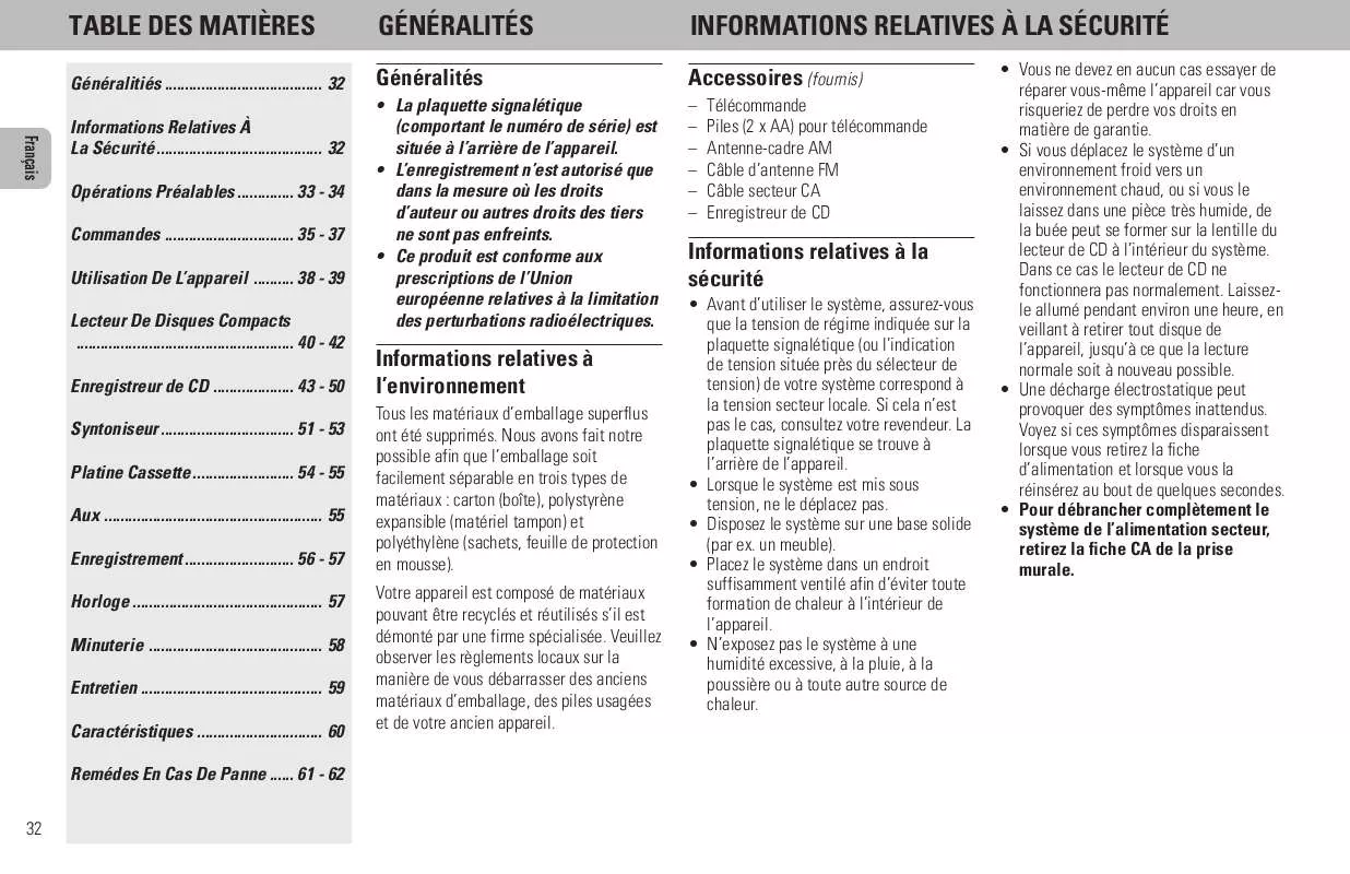 Mode d'emploi PHILIPS FW910SR/P22