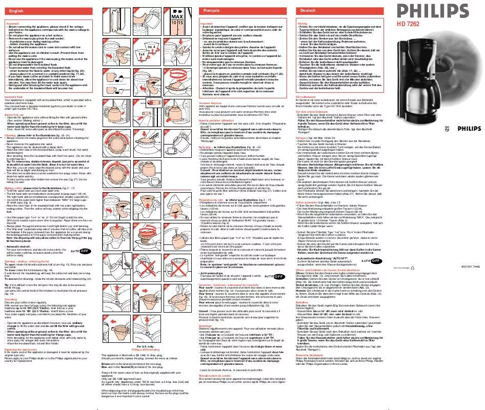 Mode d'emploi PHILIPS HD7262