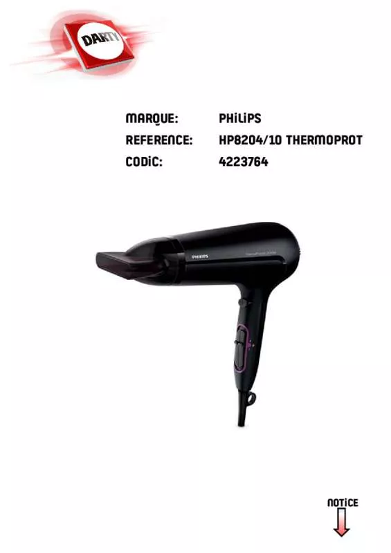 Mode d'emploi PHILIPS HP8204/10 THERMOPROTECT