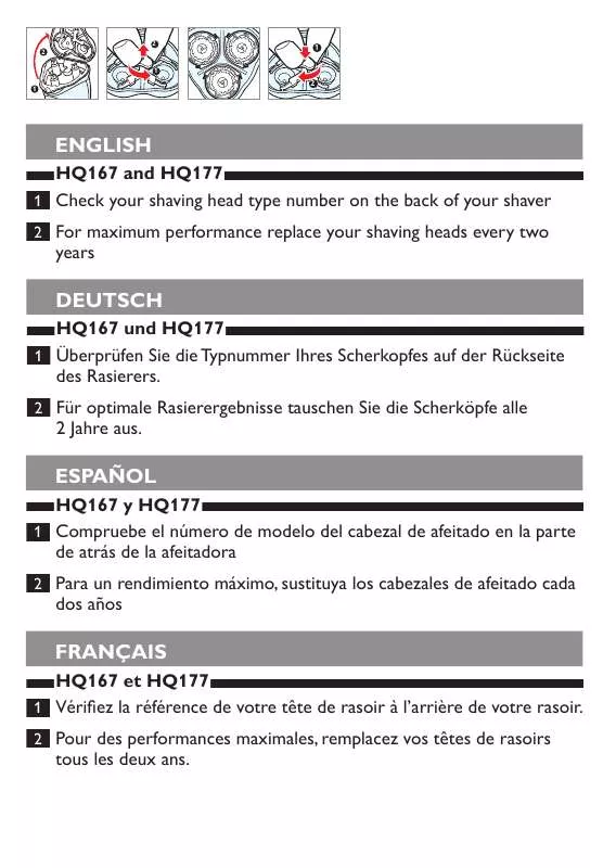 Mode d'emploi PHILIPS HQ167/2P/170