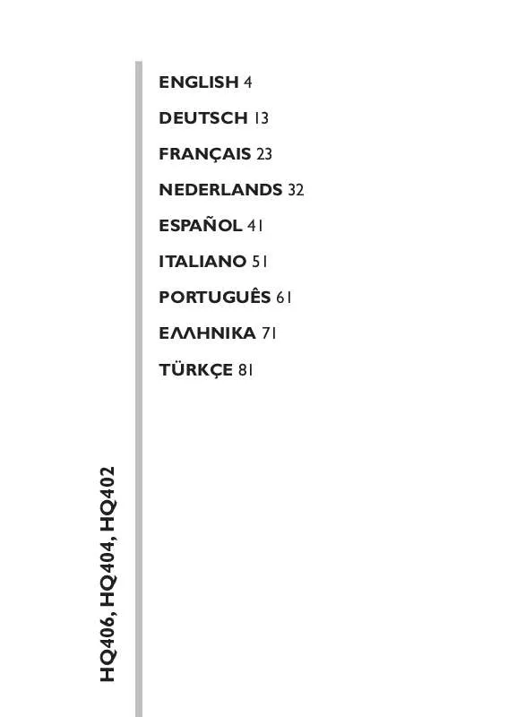 Mode d'emploi PHILIPS HQ402