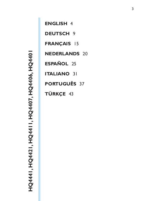 Mode d'emploi PHILIPS HQ4401