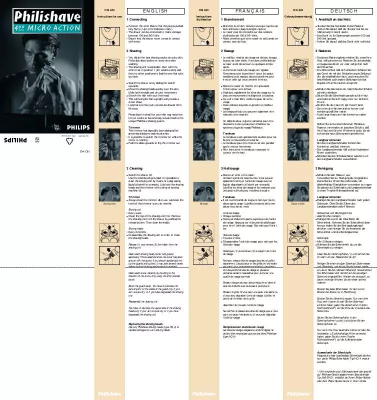 Mode d'emploi PHILIPS HQ443