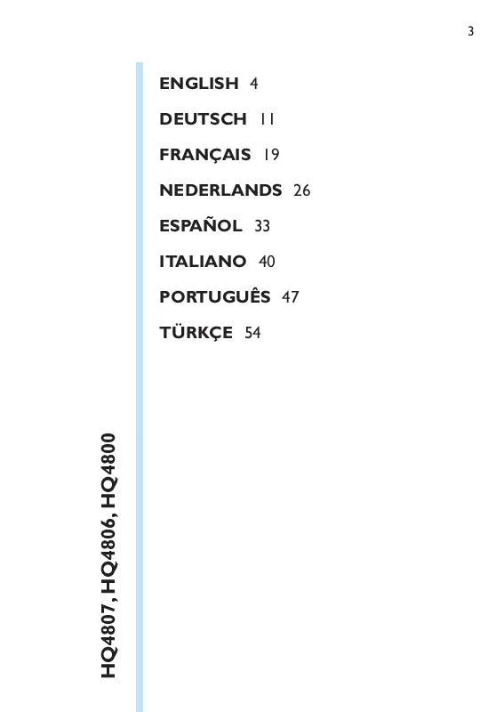 Mode d'emploi PHILIPS HQ4807