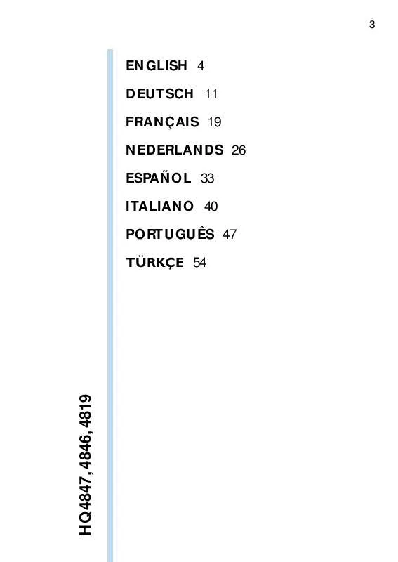 Mode d'emploi PHILIPS HQ4847