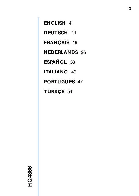 Mode d'emploi PHILIPS HQ4866