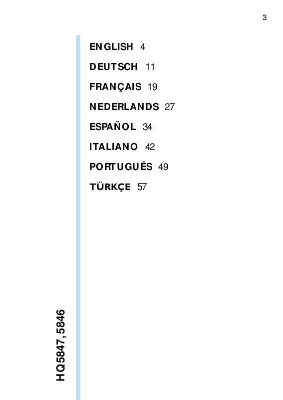 Mode d'emploi PHILIPS HQ5847