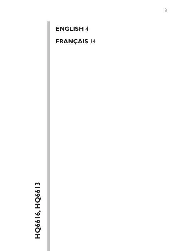 Mode d'emploi PHILIPS HQ6613