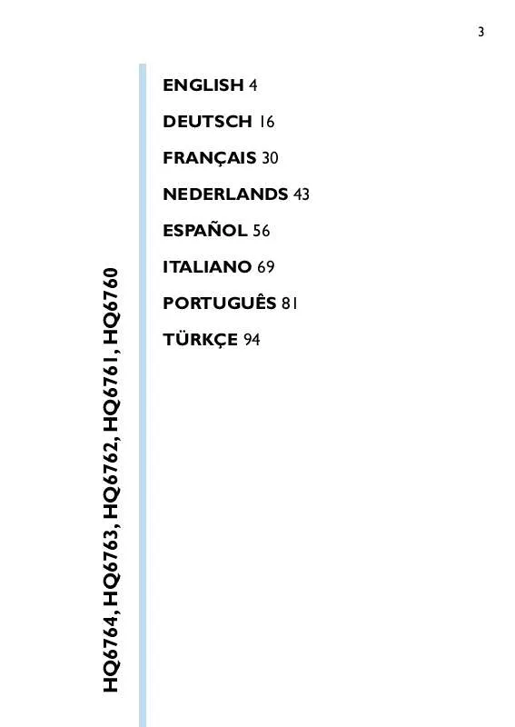 Mode d'emploi PHILIPS HQ6763