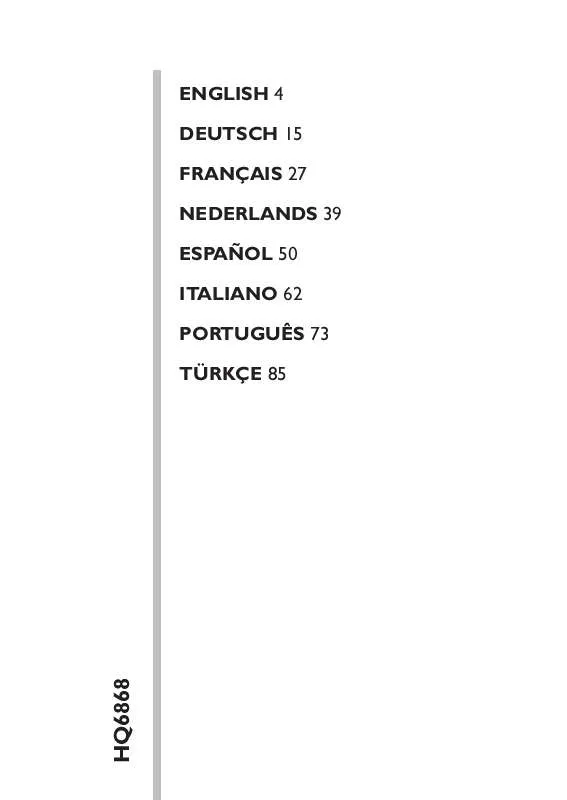 Mode d'emploi PHILIPS HQ6868
