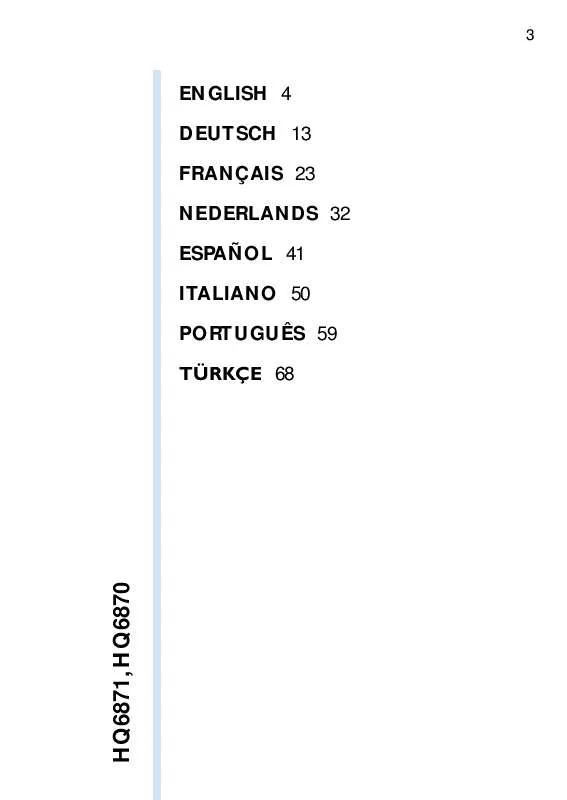 Mode d'emploi PHILIPS HQ6871