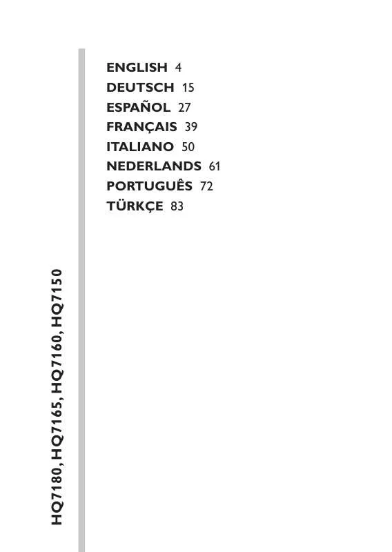 Mode d'emploi PHILIPS HQ7160