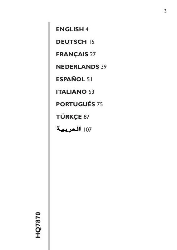 Mode d'emploi PHILIPS HQ7870