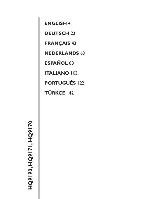 Mode d'emploi PHILIPS HQ9190
