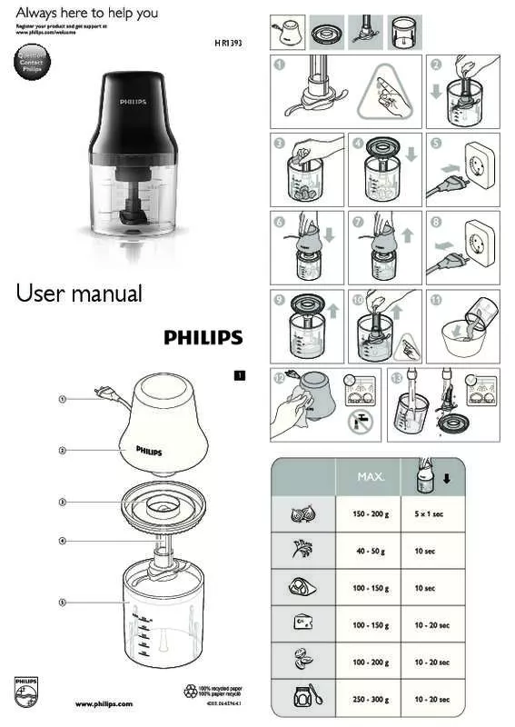 Mode d'emploi PHILIPS HR1388/80 SALAD MAKER