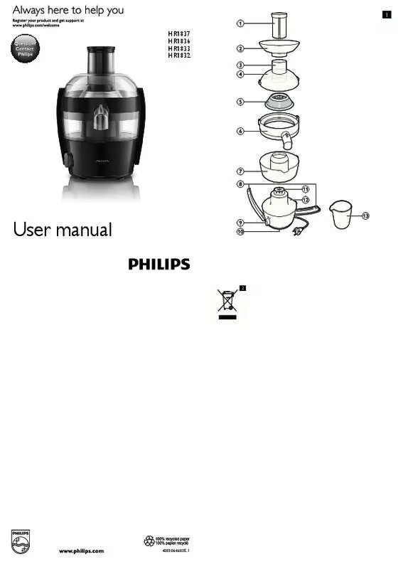 Mode d'emploi PHILIPS HR1836/00