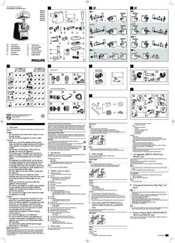 Mode d'emploi PHILIPS HR2730/90