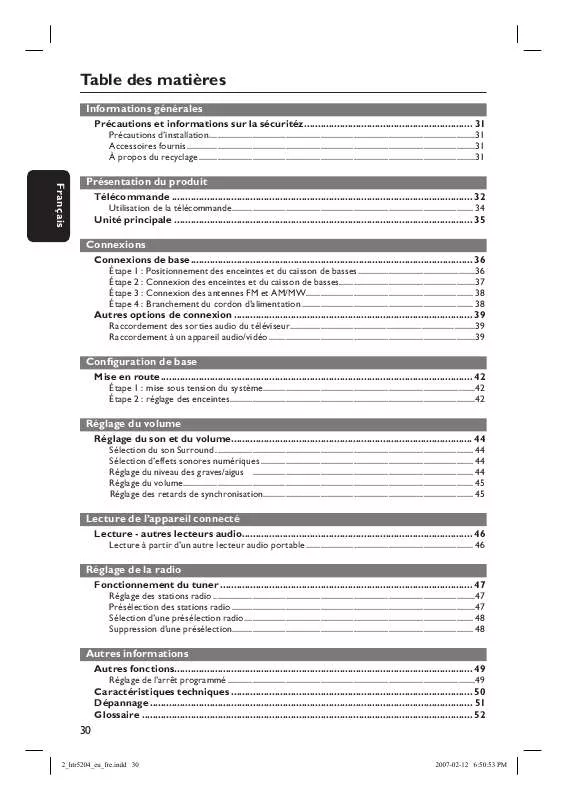 Mode d'emploi PHILIPS HTR5204