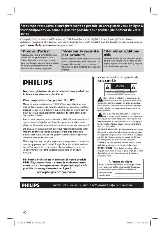 Mode d'emploi PHILIPS HTS3565D/37B