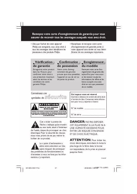 Mode d'emploi PHILIPS LX3600D17