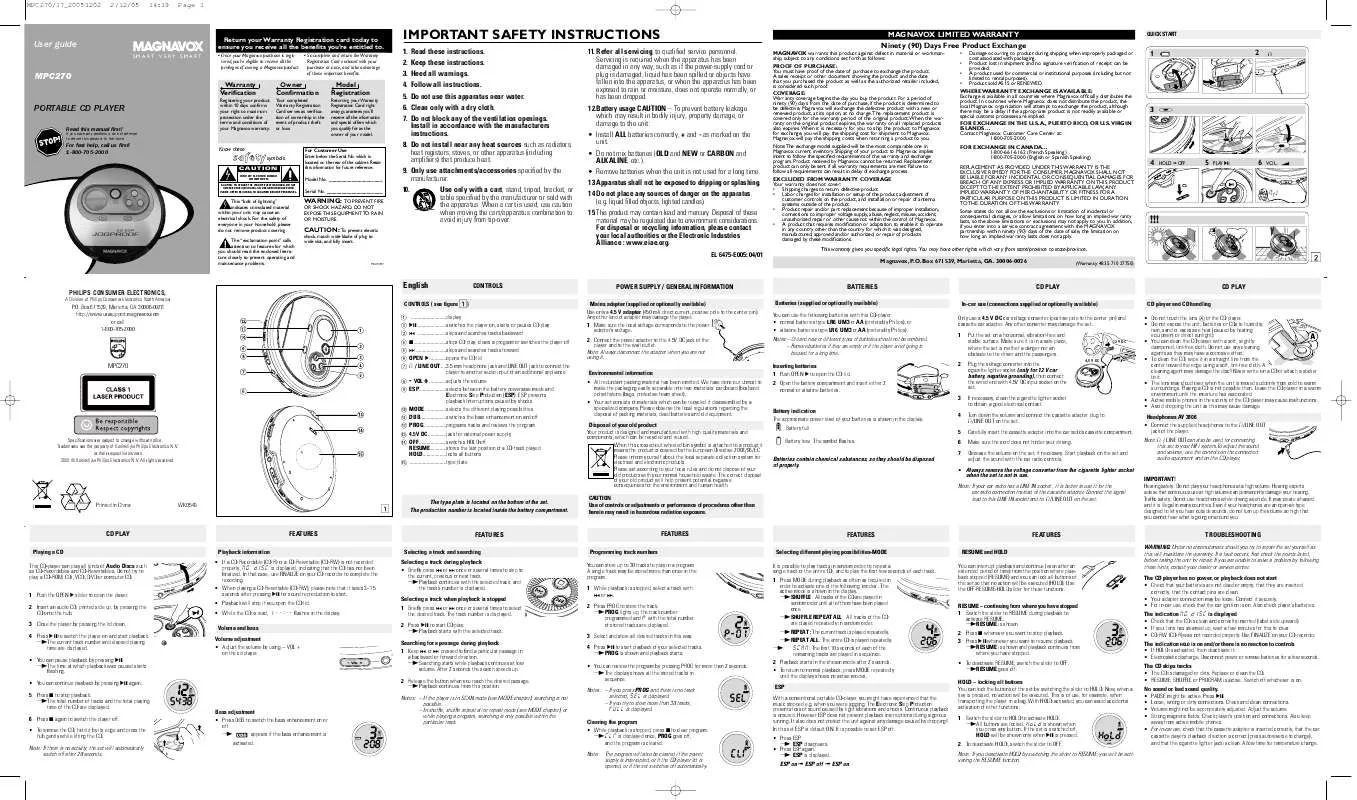 Mode d'emploi PHILIPS MPC270