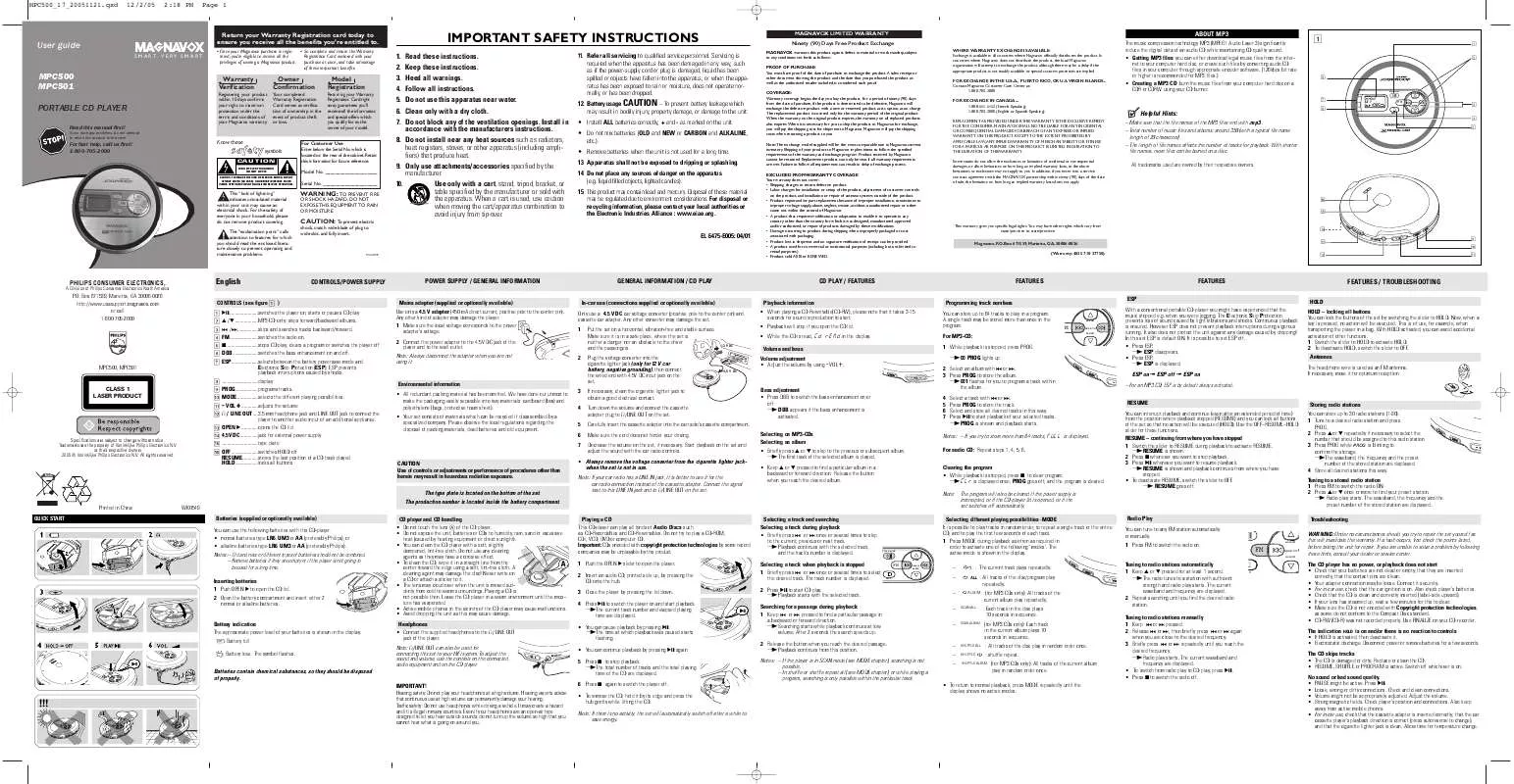 Mode d'emploi PHILIPS MPC500