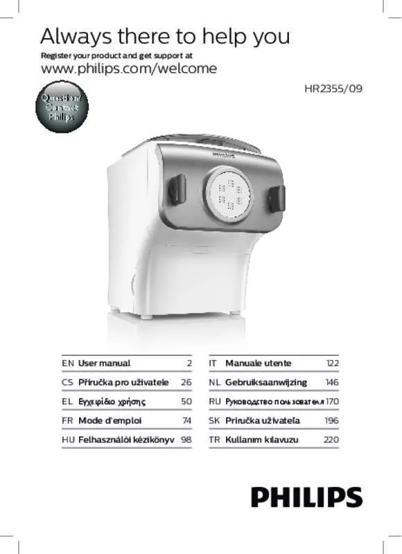 Mode d'emploi PHILIPS PASTAMAKER HR2355/09