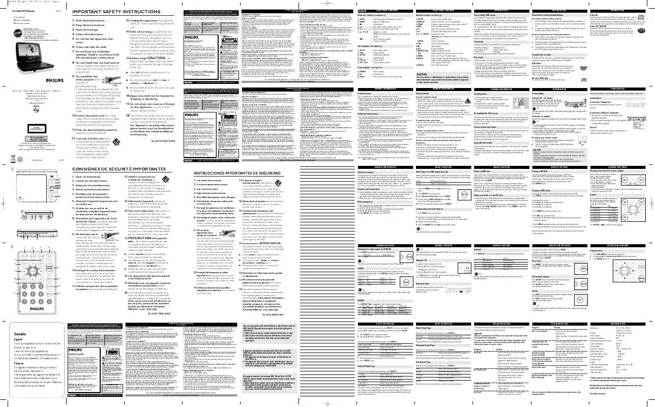 Mode d'emploi PHILIPS PET702/37B