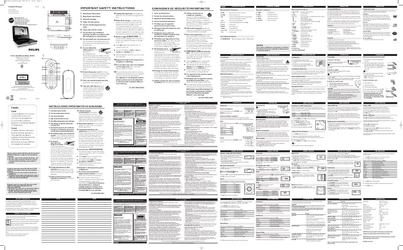 Mode d'emploi PHILIPS PET708-07B