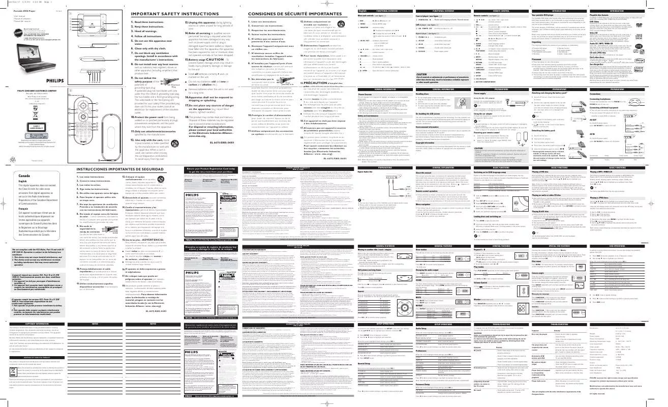 Mode d'emploi PHILIPS PET824-37B