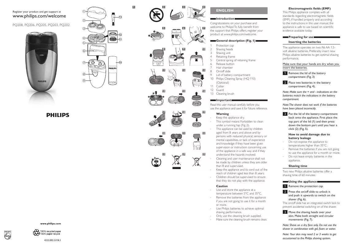 Mode d'emploi PHILIPS PQ208