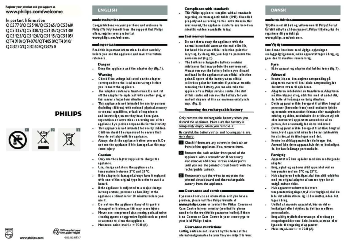 Mode d'emploi PHILIPS QT4010