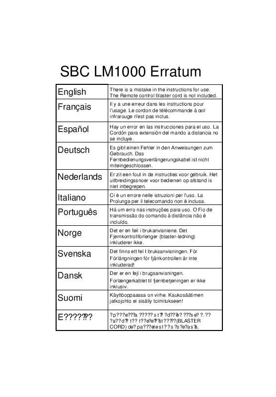 Mode d'emploi PHILIPS SBCLM1000