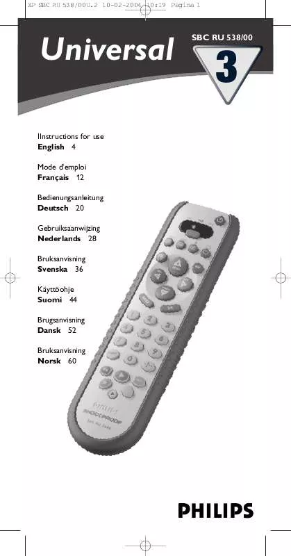 Mode d'emploi PHILIPS SBCRU538-00Y