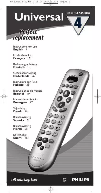 Mode d'emploi PHILIPS SBCRU545-00B