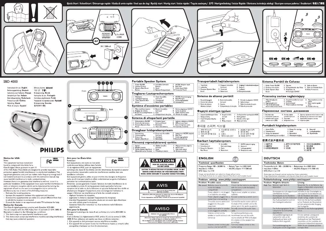 Mode d'emploi PHILIPS SBD4000