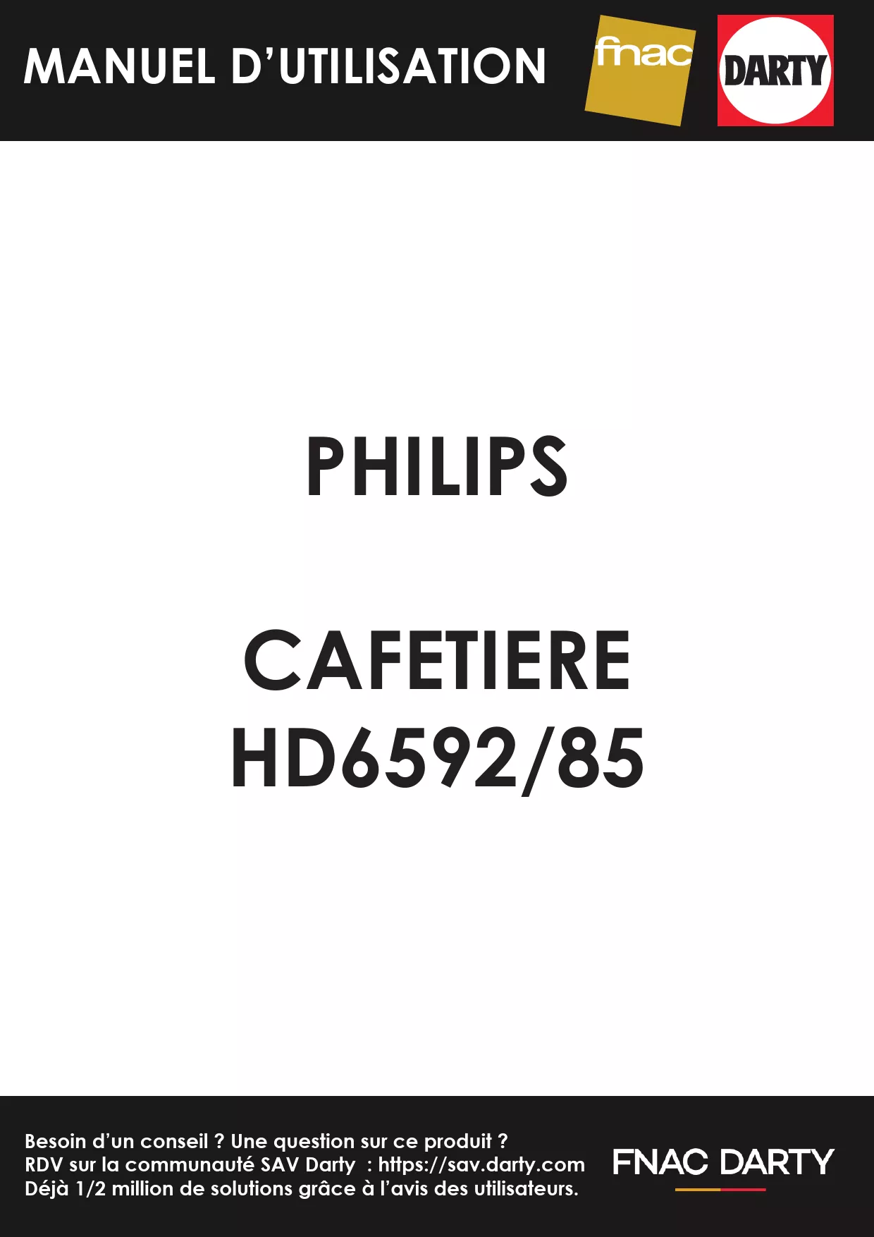 Mode d'emploi PHILIPS SENSEO SWITCH HD6592/85