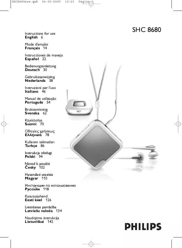 Mode d'emploi PHILIPS SHC8680