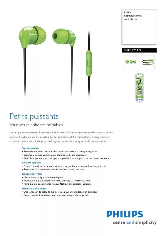 Mode d'emploi PHILIPS SHE3575AG